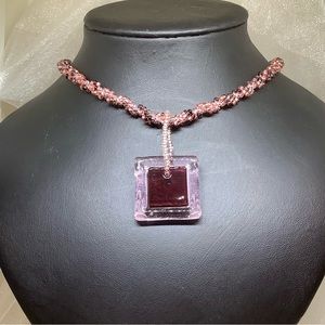Jewelry In Bloom Necklace Handmade Shades of Pink Glass